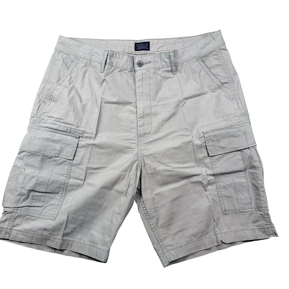 Levi's Cargo Shorts Men's 38 Gray Solid Canvas Pockets Hiking Casual Cotton